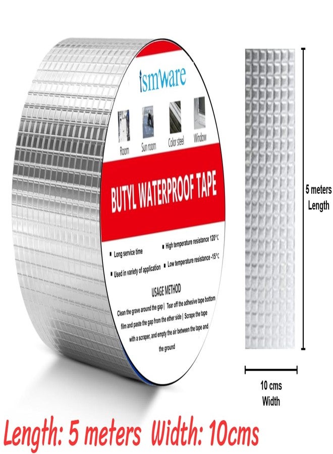 ISMWARE 10cms x 5 meters Leakage Repair Waterproof Tape, Butyl adhesive aluminium Heavy duty tapes for fixing leakage, Crack sealing, water proofing, Surface tape, (10cms x 5meters) - Image 2